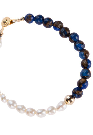 The Pearl Bracelet with Snake Skin Stones