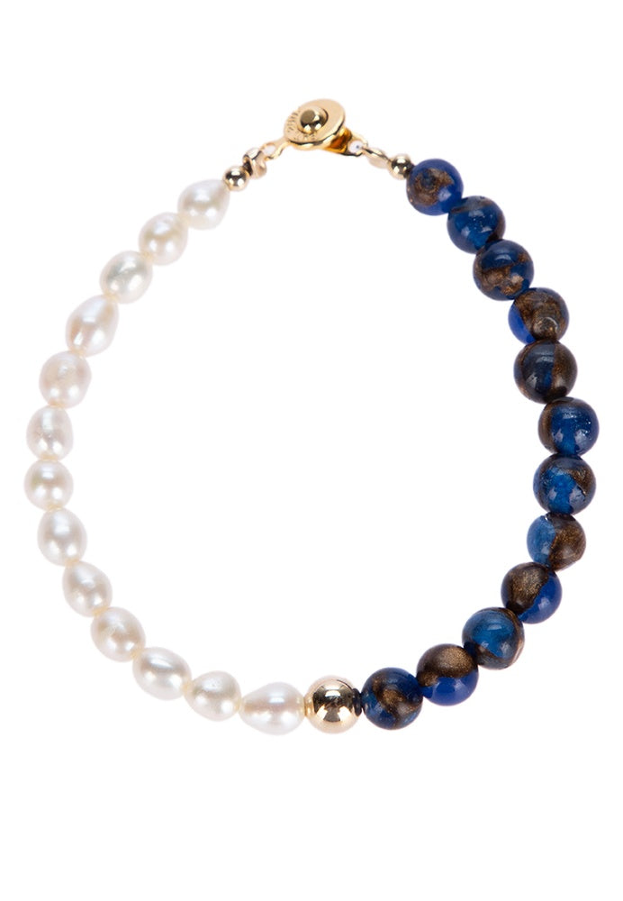 The Pearl Bracelet with Snake Skin Stones