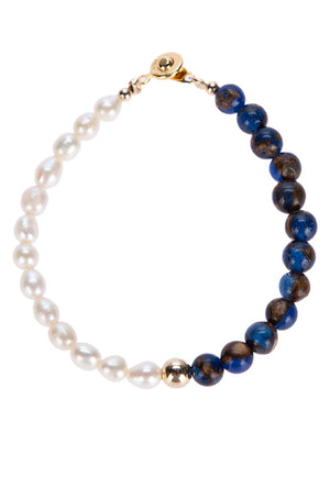 The Pearl Bracelet with Snake Skin Stones